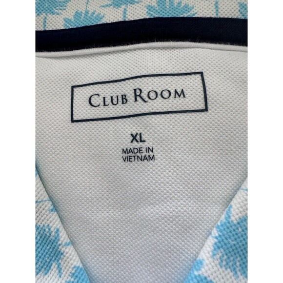 Club Room Mens Checker Collar Polo Shirt Chest Pocket Short Sleeve Cotton Blend - Picture 4 of 5